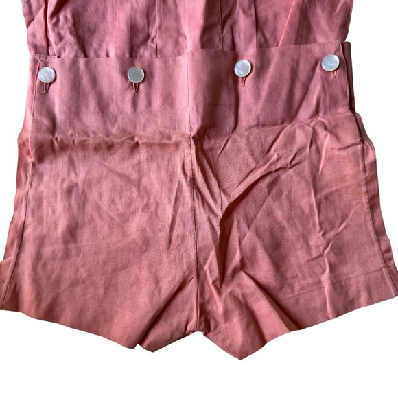 Vintage 1940s Childs Peach Pink Romper Shorts Lace Trim & Buttons 2 Piece - Picture 4 of 15